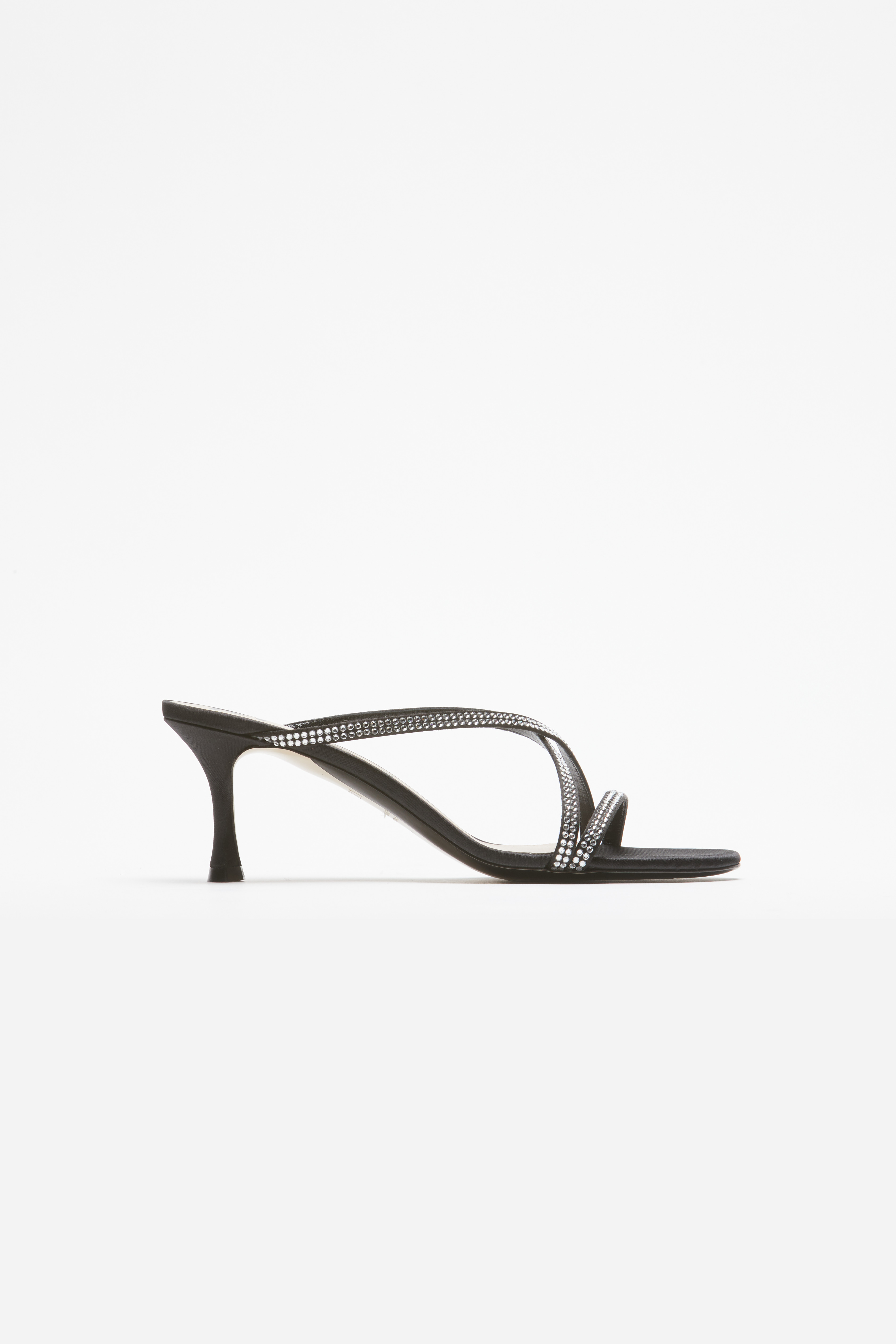Siyah Kristal Taşlı Topuklu Terlik