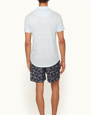 Açık Mavi Keten Polo T-shirt