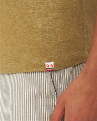 Agave Yeşili Keten Karışımlı T-shirt