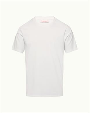 Beyaz Klasik Kesim Bisiklet Yaka T-shirt