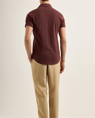 Bordo Kısa Kollu Slim Fit Polo T-shirt