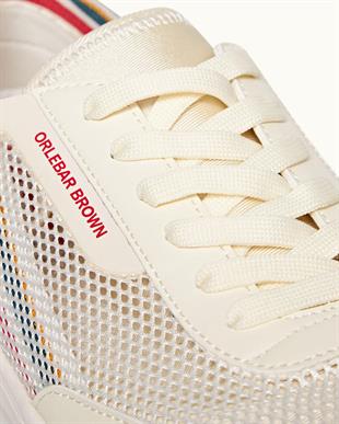 Erkek Bej Örgü Detaylı Renkli Şeritli Sneaker