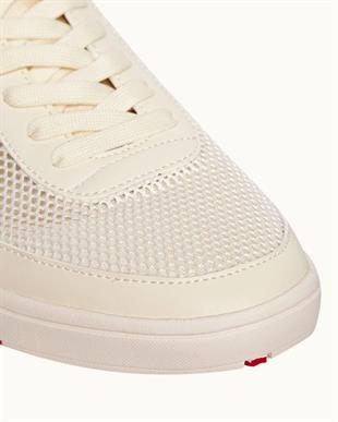 Erkek Bej Örgü Detaylı Renkli Şeritli Sneaker