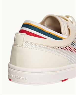 Erkek Bej Örgü Detaylı Renkli Şeritli Sneaker