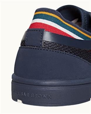 Erkek Lacivert Örgü Detaylı Renkli Şeritli Sneaker