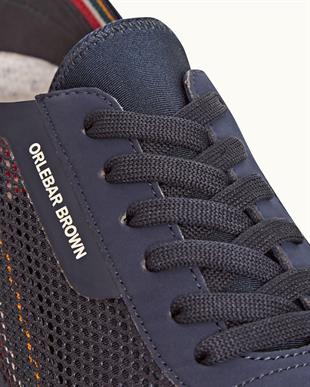 Erkek Lacivert Örgü Detaylı Renkli Şeritli Sneaker