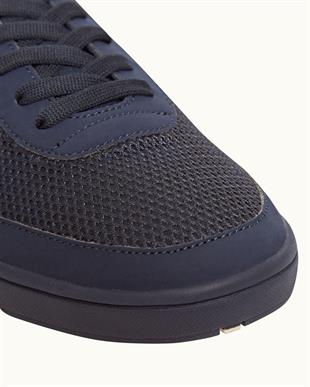 Erkek Lacivert Örgü Detaylı Renkli Şeritli Sneaker