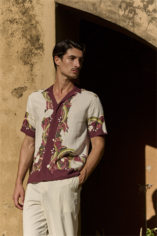 Floral Desenli Kısa Kollu Gömlek