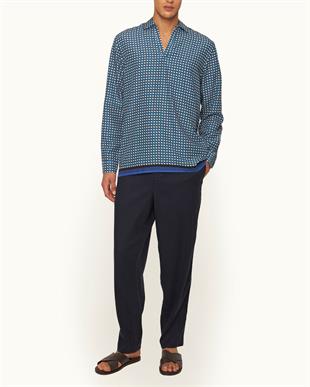 Lacivert Bağcıklı Rahat Kesim Erkek Pantolon