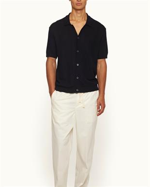 Lacivert Düğmeli Triko Gömlek