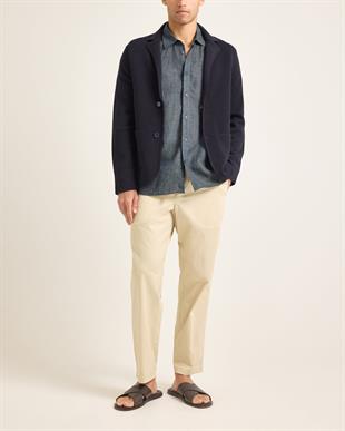 Lacivert Örme Kumaş Düğmeli Ceket