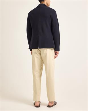 Lacivert Örme Kumaş Düğmeli Ceket