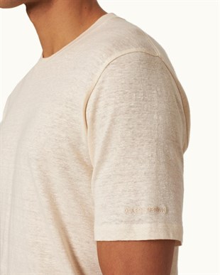 Latte Renkli Keten Karışımlı T-shirt