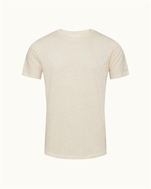 Latte Renkli Keten Karışımlı T-shirt