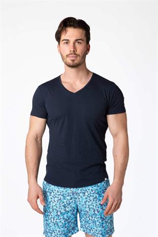 ORLEBAR BROWN %100 Koton, V Yaka Basic T-Shirt