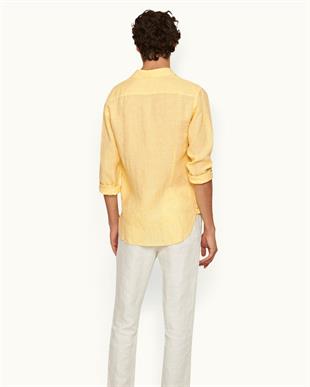 Sarı Keten Uzun Kollu Gömlek
