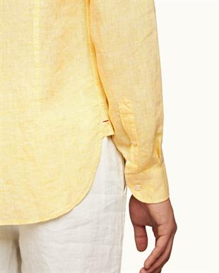 Sarı Keten Uzun Kollu Gömlek
