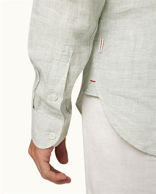 Yeşil Keten Uzun Kollu Gömlek