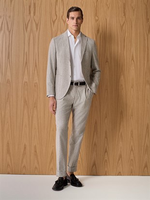 Bej Düz Kesim Pantolon