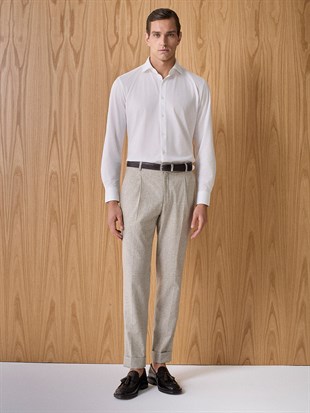 Bej Düz Kesim Pantolon