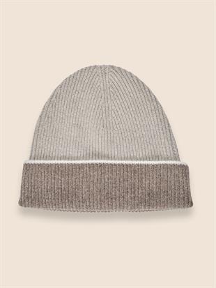 Bej Renk Geçişli Yün Şapka