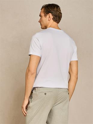 Beyaz Bisiklet Yaka T-shirt