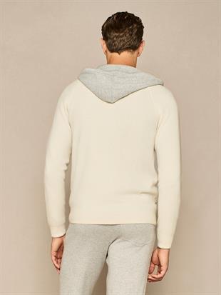 Beyaz Fermuarlı Kaşmir Hırka