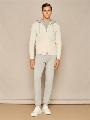 Beyaz Fermuarlı Kaşmir Hırka