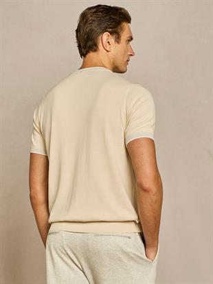 Bisiklet Yaka Beyaz Pamuk T-shirt