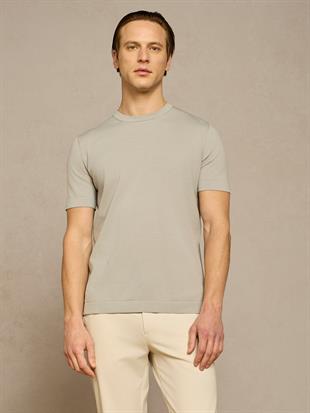 Bisiklet Yaka Yeşil Kol Detaylı Pamuk T-shirt