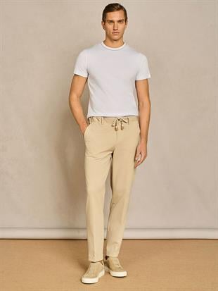 Cep Detaylı Bej Duble Paça Pantolon