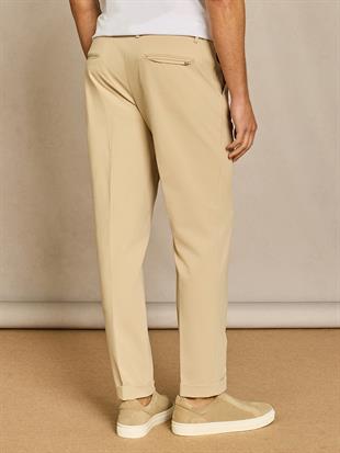 Cep Detaylı Bej Duble Paça Pantolon