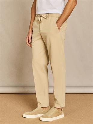 Cep Detaylı Bej Duble Paça Pantolon