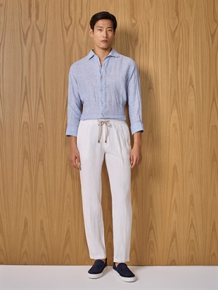 Ekru Düz Kesim Pantolon