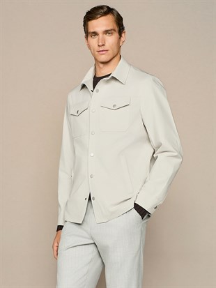 Gri Cep Detaylı Ceket