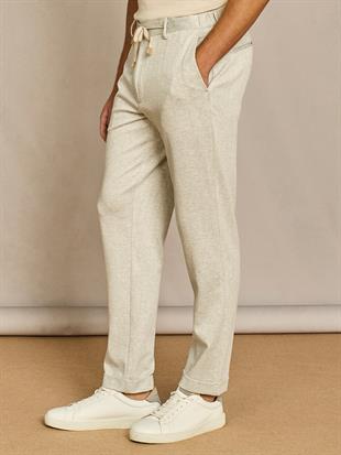 Gri Çizgili Belden Lastikli Jogger Pantolon