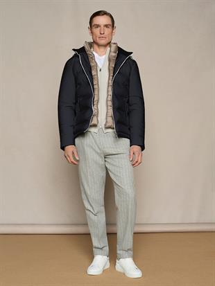 Gri Düz Kesim Çizgili Pantolon