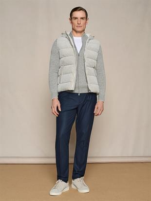 Gri Fermuarlı Yün Karışımlı Hırka