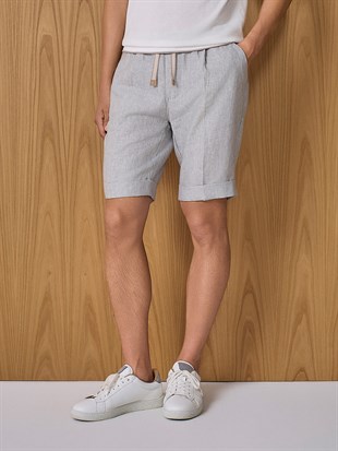 Gri Keten Şort