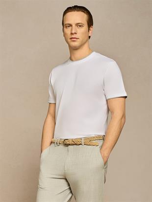 Kontrast Renkli Beyaz T-shirt