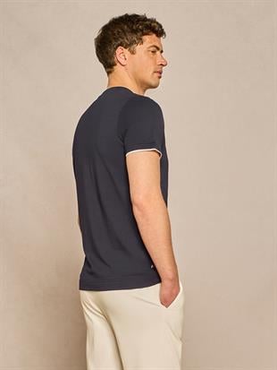 Kontrast Renkli Lacivert T-shirt