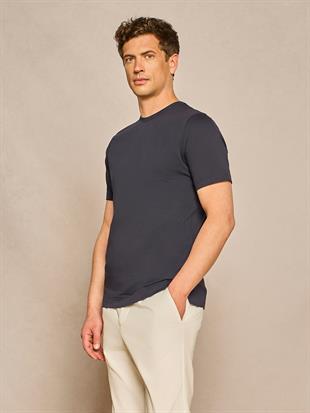 Lacivert Bisiklet Yaka T-shirt