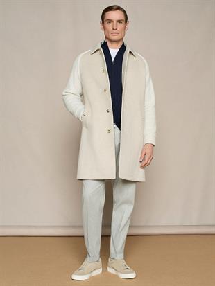 Lacivert Fermuarlı Yün Karışımlı Hırka