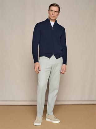 Lacivert Fermuarlı Yün Karışımlı Hırka