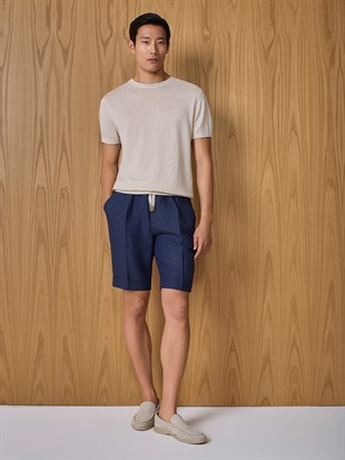 Lacivert Keten Şort