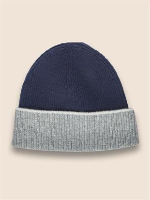 Lacivert Renk Geçişli Yün Şapka