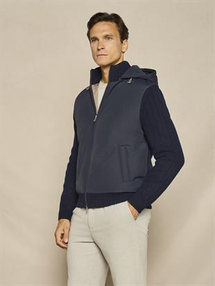 Lacivert Triko Kol Detaylı Ceket