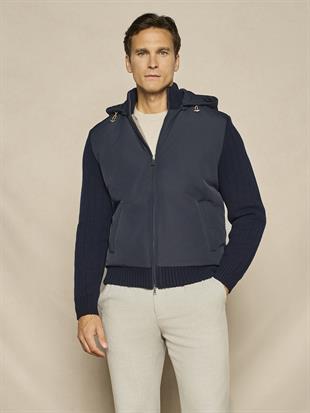 Lacivert Triko Kol Detaylı Ceket