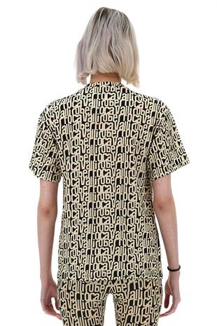 Desenli Bisiklet Yaka Kadın T-shirt