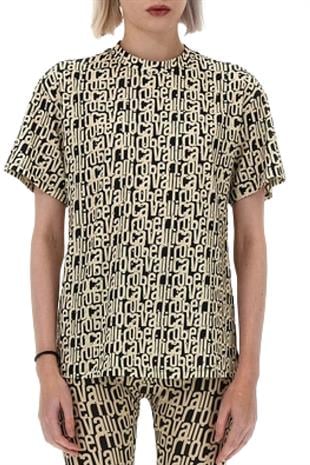 Desenli Bisiklet Yaka Kadın T-shirt